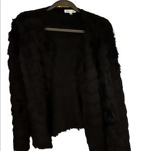 NWOT Woven Heart black faux fur waist length jacket.